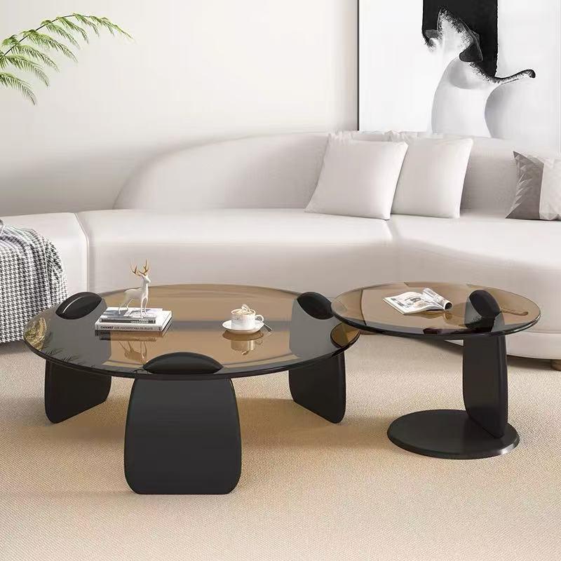 2 in 1 Glass Centre Table - Black Wood