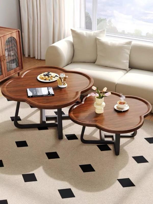 2 in 1 Hexagon Center Table Brown With Curvy Legs